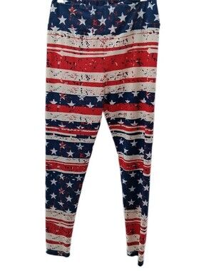 Charlie's Project Leggings Women's 26x25 Multicolor Stars And Stripes Yoga Pants